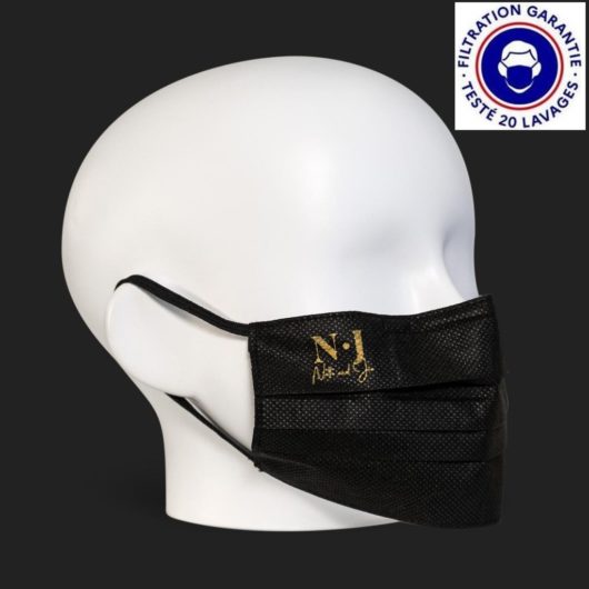 Masque noir 3 plis - Lavable 20 fois - Logo or - CAT UNS-1