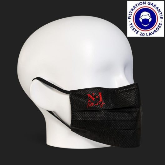 Masque noir 3 plis - Lavable 20 fois - Logo rouge - CAT UNS-1